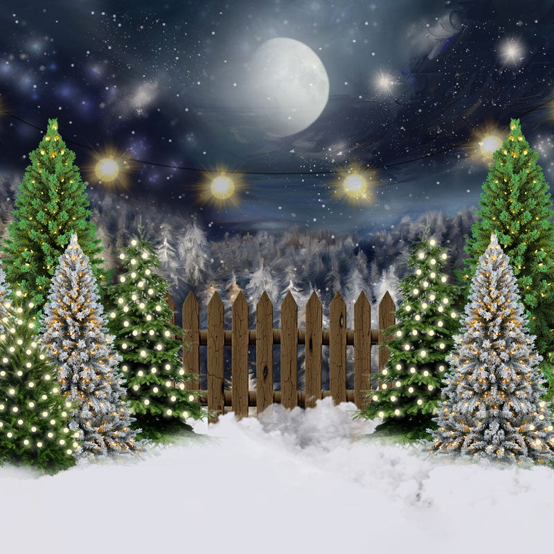Kate Weihnachten Nacht Baum Bauernhof Hintergrund von Jerry_Sina - Kate Backdrop.de