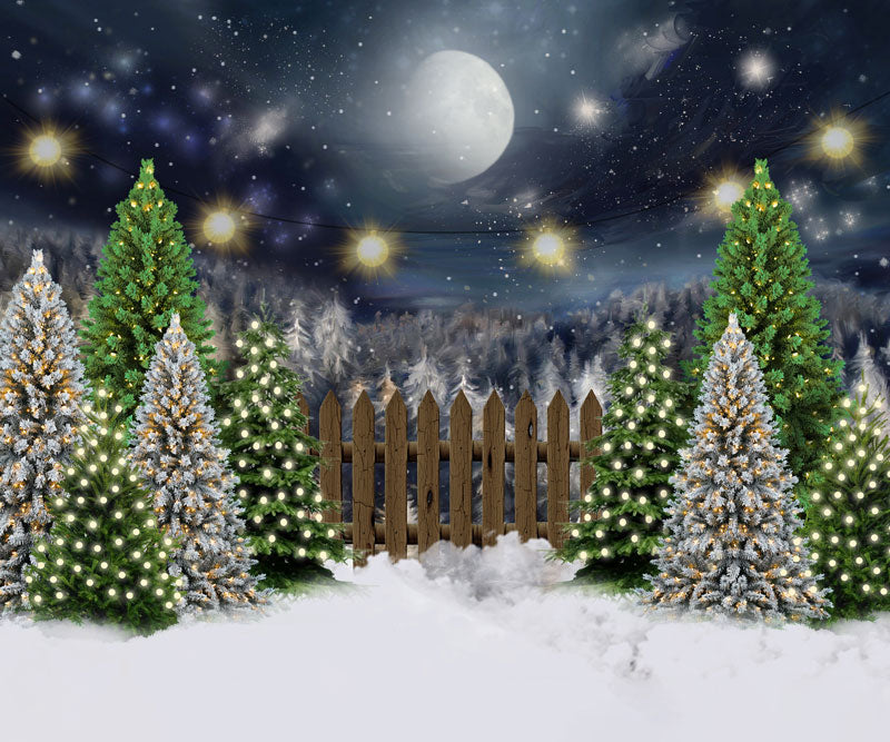 Kate Weihnachten Nacht Baum Bauernhof Hintergrund von Jerry_Sina - Kate Backdrop.de