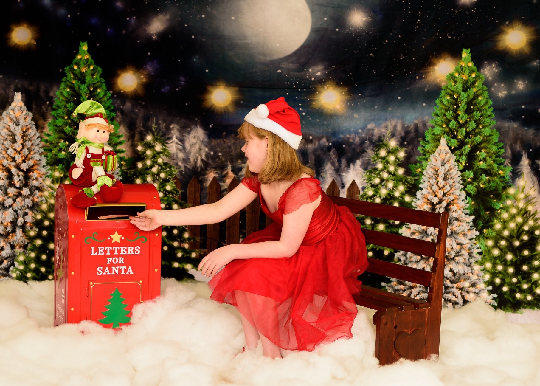 Kate Weihnachten Nacht Baum Bauernhof Hintergrund von Jerry_Sina - Kate Backdrop.de
