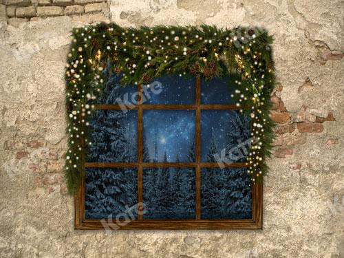 Kate Weihnachts Hintergrund Backsteinmauer mit Fenster von JS Fotografie entworfen