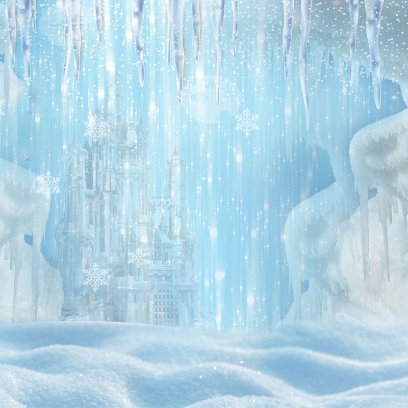 Kate Winter-Eis gefrorenes Schnee-Schloss / Weihnachtshintergrund entworfen von Jerry_Sina - Kate Backdrop.de