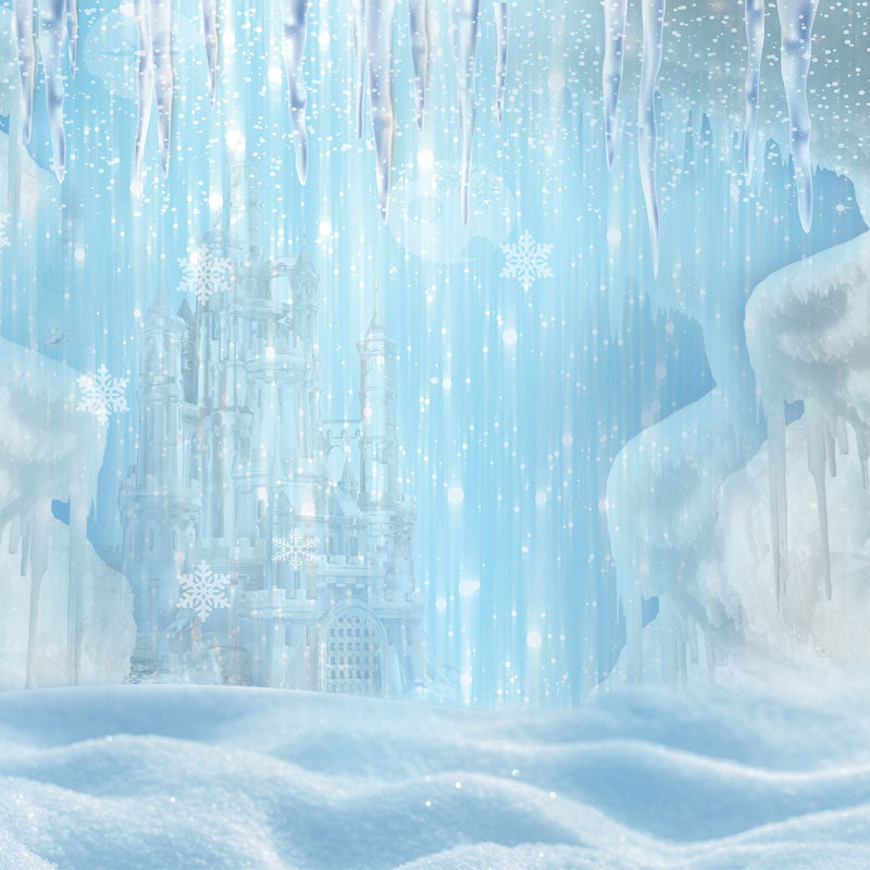 Kate Winter-Eis gefrorenes Schnee-Schloss / Weihnachtshintergrund entworfen von Jerry_Sina - Kate Backdrop.de