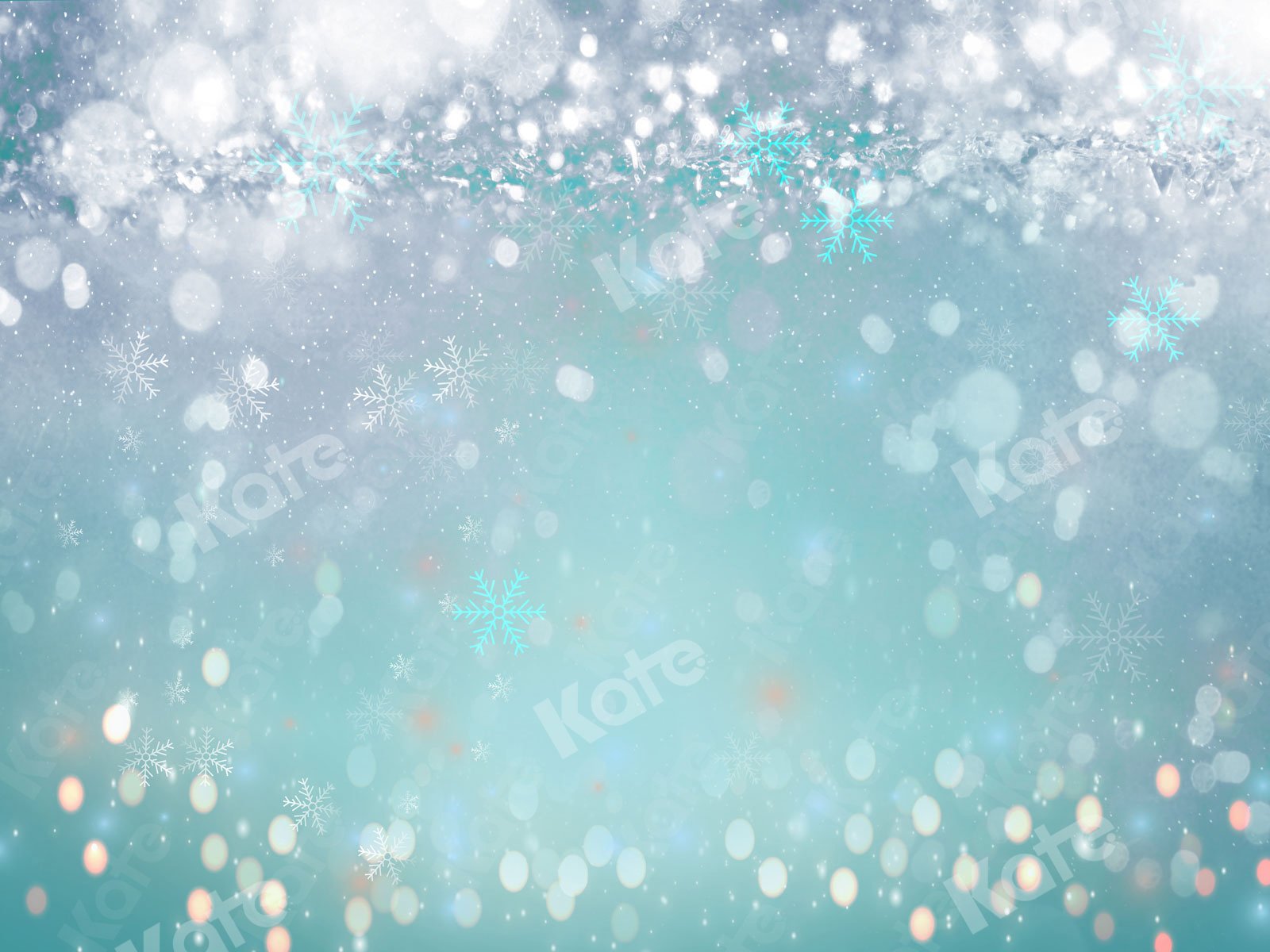 Kate Bokeh Hintergrund Schneeflocke Hellblau  Winter Entworfen von JS Fotografie - Kate Backdrop.de