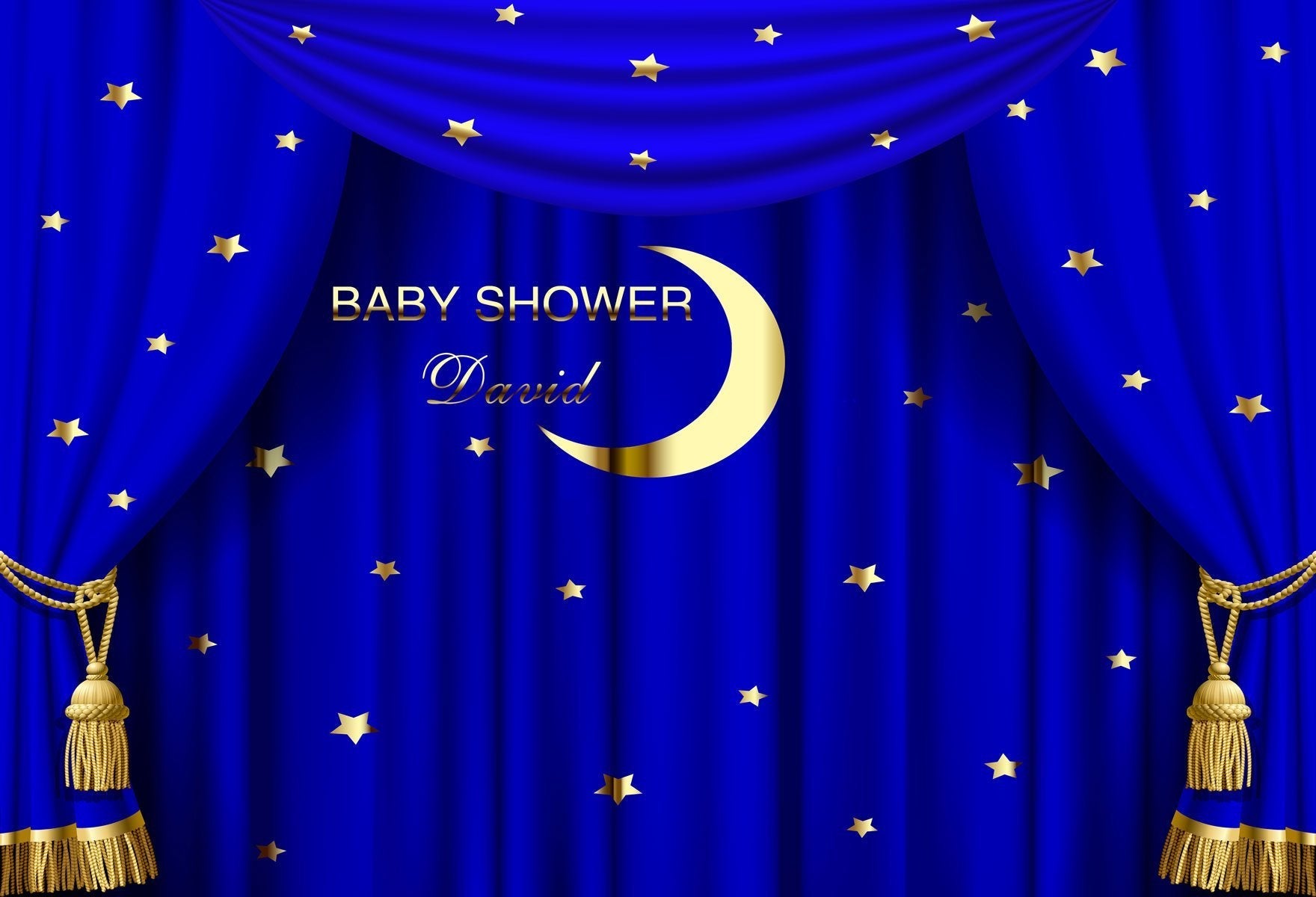 Katebackdrop£ºKate Blue Curtain Moon Baby Shower Backdrop Custom for Photography