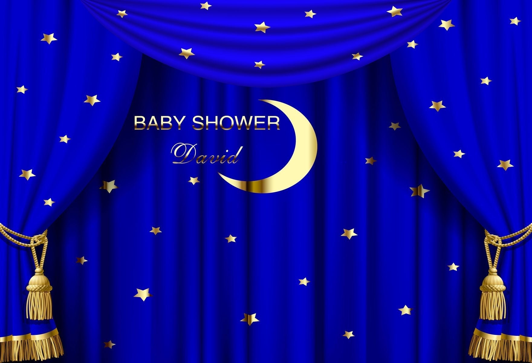Katebackdrop£ºKate Blue Curtain Moon Baby Shower Backdrop Custom for Photography