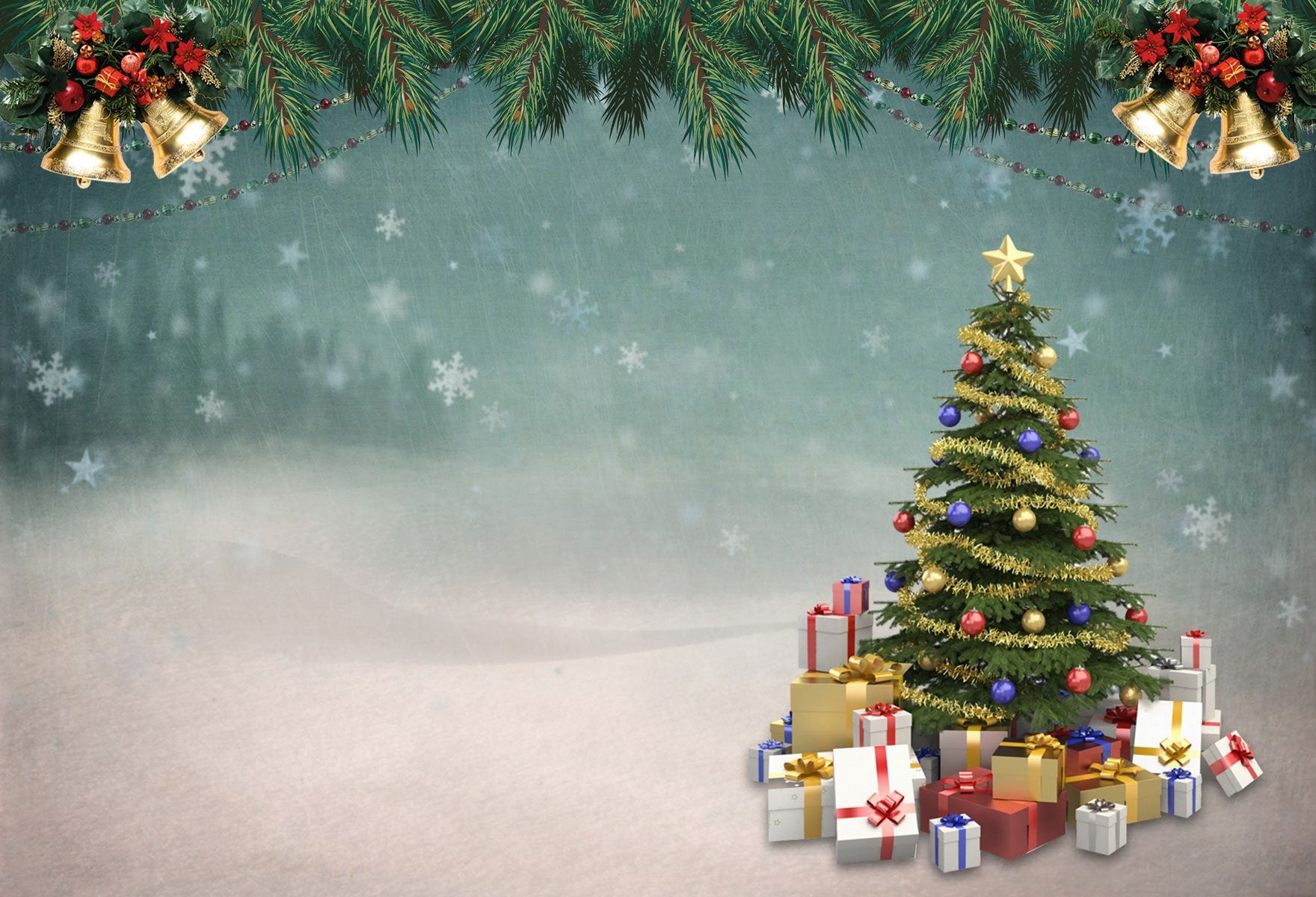 Kate Winter-Weihnachtsbaum mit Schneeflocken-Hintergrund Entworfen von JFCC