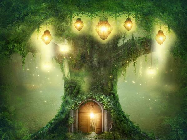 Kate Spirit Fairy Tree House Wald Kinder Hintergrund für Fotografie Designed by JFCC - Kate Backdrop.de