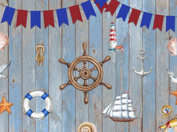 Kate Adventure Nautical Sailor Kinder Hintergrund für Fotografie Designed by JFCC - Kate Backdrop.de