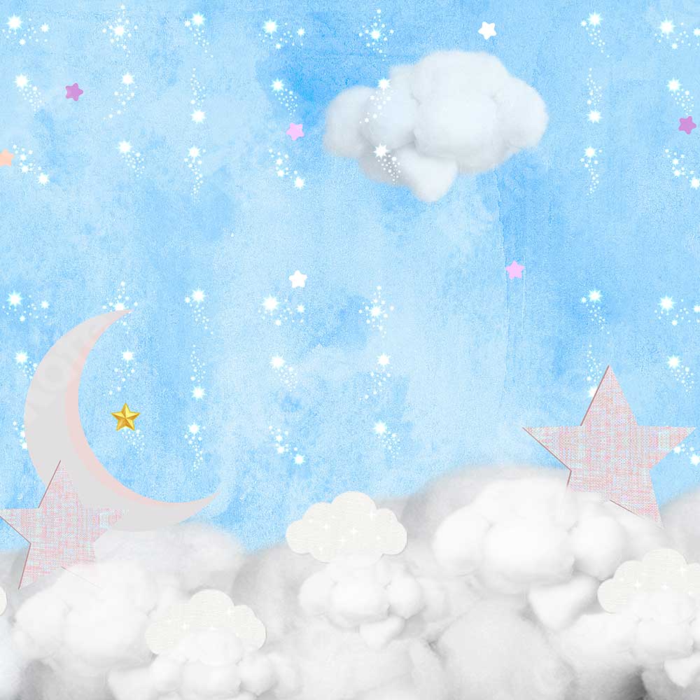Kate Wolken mit Mond und Sternen Kinderhintergrund für Fotografie Entworfen von JFCC