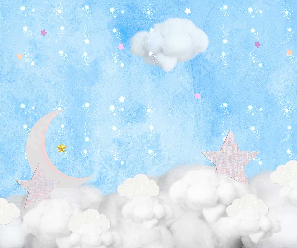 Kate Wolken mit Mond und Sternen Kinderhintergrund für Fotografie Entworfen von JFCC