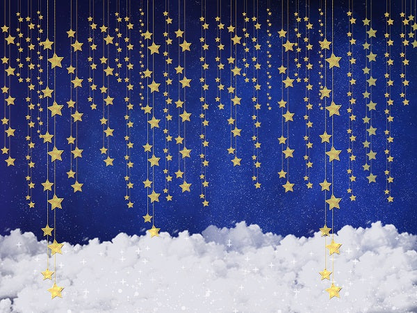 Kate Kinder Babyparty Bule Wand mit Sternen und Wolken Hintergrund für Fotografie von JFCC