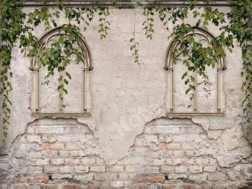 Kate Sommer alte Backsteinmauer mit grünem Hintergrund für Fotografie
