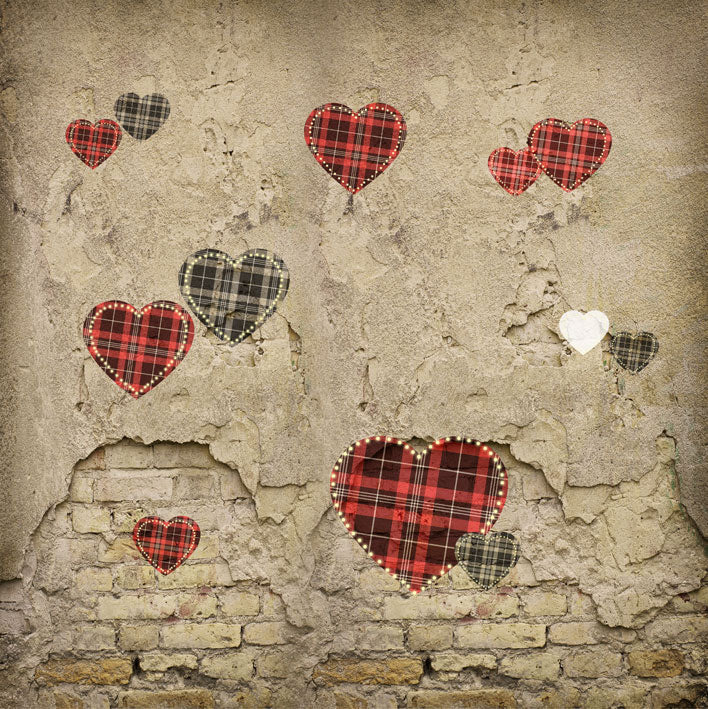 Kate Der Valentinstag Liebe Herz Beschädigt Wand Hintergrund für Fotografie Konzipiert von JFCC