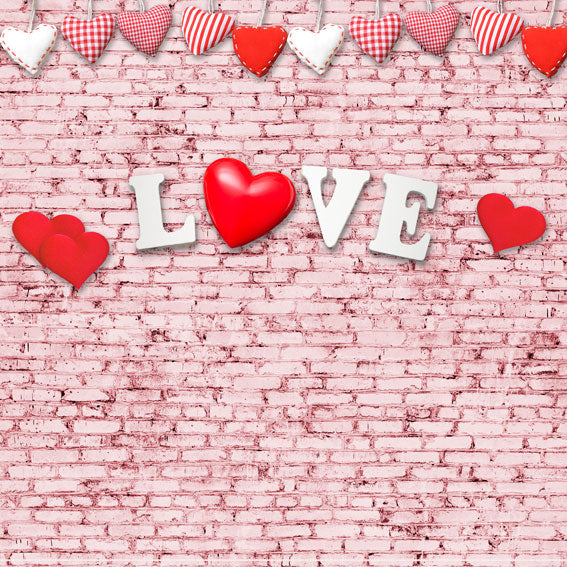 Kate Rosa Backsteinmauer Valentinstag Rote Liebe hintergrund für Fotografie - Kate Backdrop.de