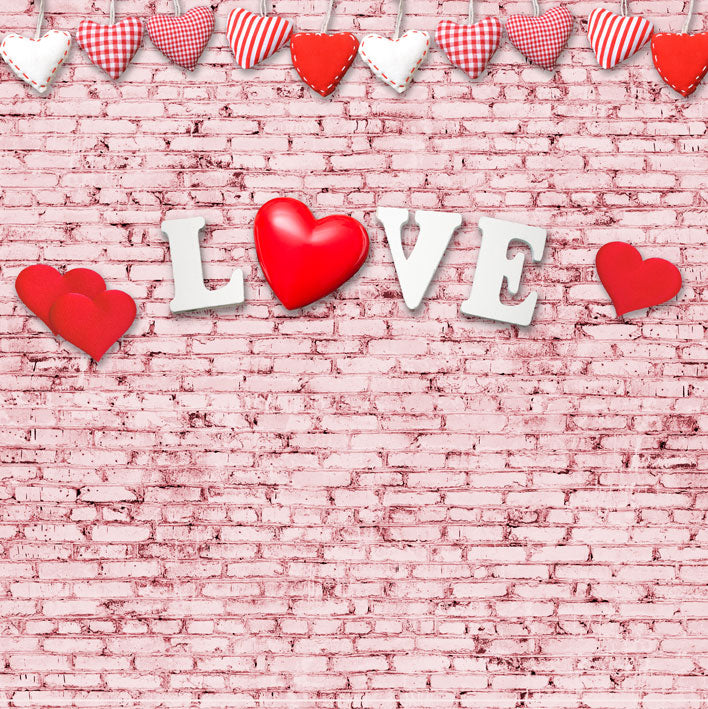 Kate Rosa Backsteinmauer Valentinstag Rote Liebe hintergrund für Fotografie - Kate Backdrop.de