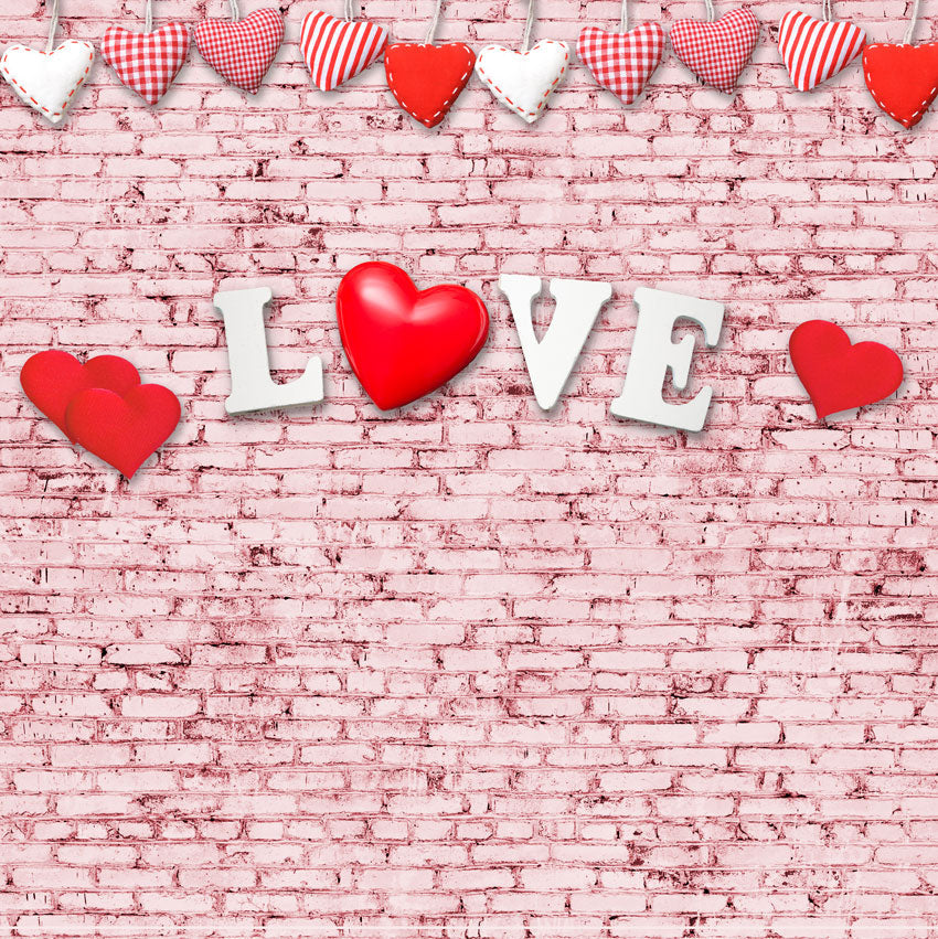 Kate Rosa Backsteinmauer Valentinstag Rote Liebe hintergrund für Fotografie - Kate Backdrop.de