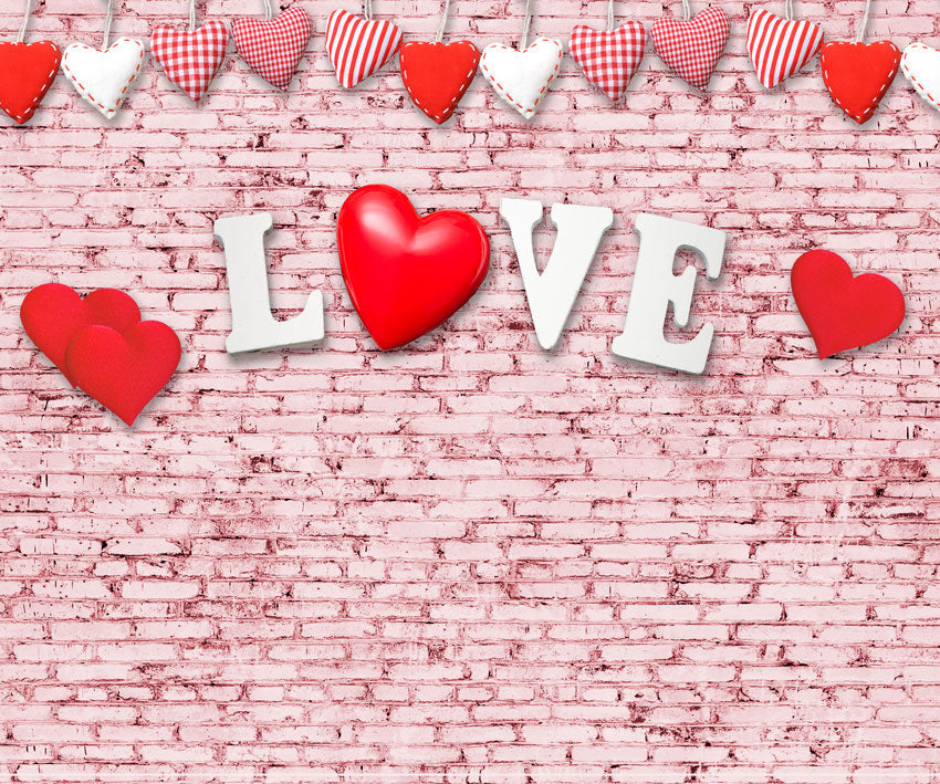 Kate Rosa Backsteinmauer Valentinstag Rote Liebe hintergrund für Fotografie - Kate Backdrop.de