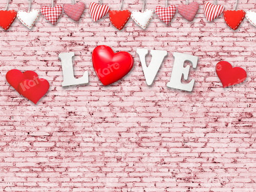 Kate Rosa Backsteinmauer Valentinstag Rote Liebe hintergrund für Fotografie - Kate Backdrop.de