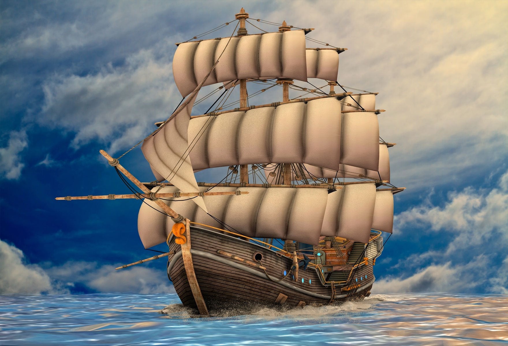 Katebackdrop：Kate Pirate Ship backdrop blue sky sea fantastic children