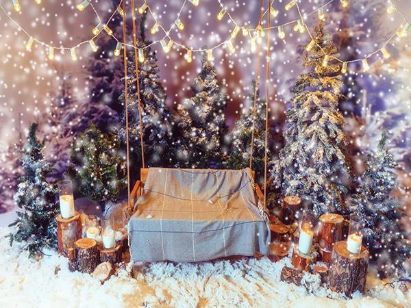 Katebackdrop：Kate Christmas Theme Snow Christmas Tree Photography Backdrop