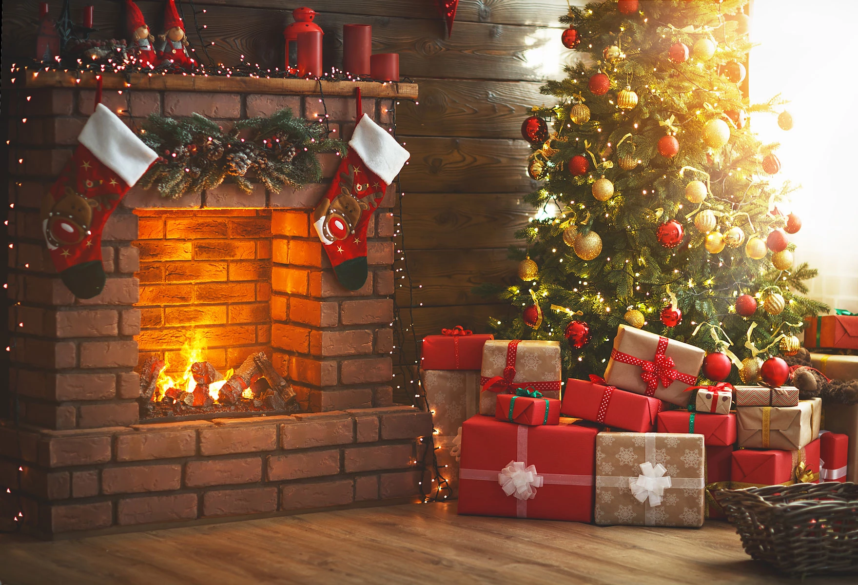 Kate Winter Weihnachtsbäume Kamin Strümpfe Weihnachtsgeschenke für Bilder - Kate Backdrop.de