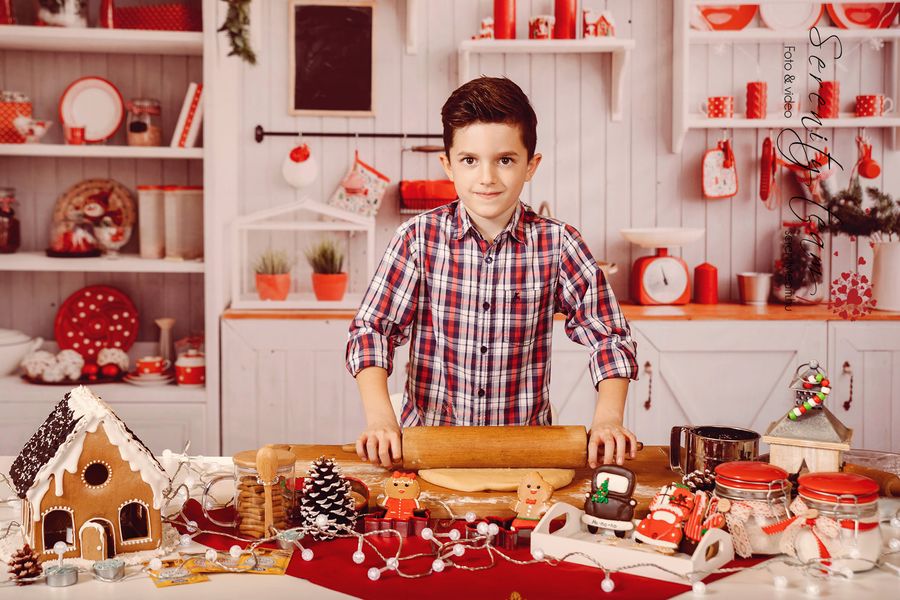 Kate  Schnee Winter  Weihnachten Küche Fotografie Hintergrund Christmas kitchen - Kate Backdrop.de