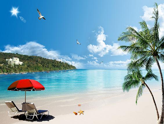 Katebackdrop：Kate Summer Holiday Beach Island Plam Tree Backdrop