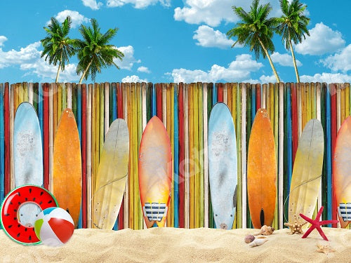 Kate Sommerstrand Surfbrett Hintergrund für Fotografie - Kate Backdrop.de