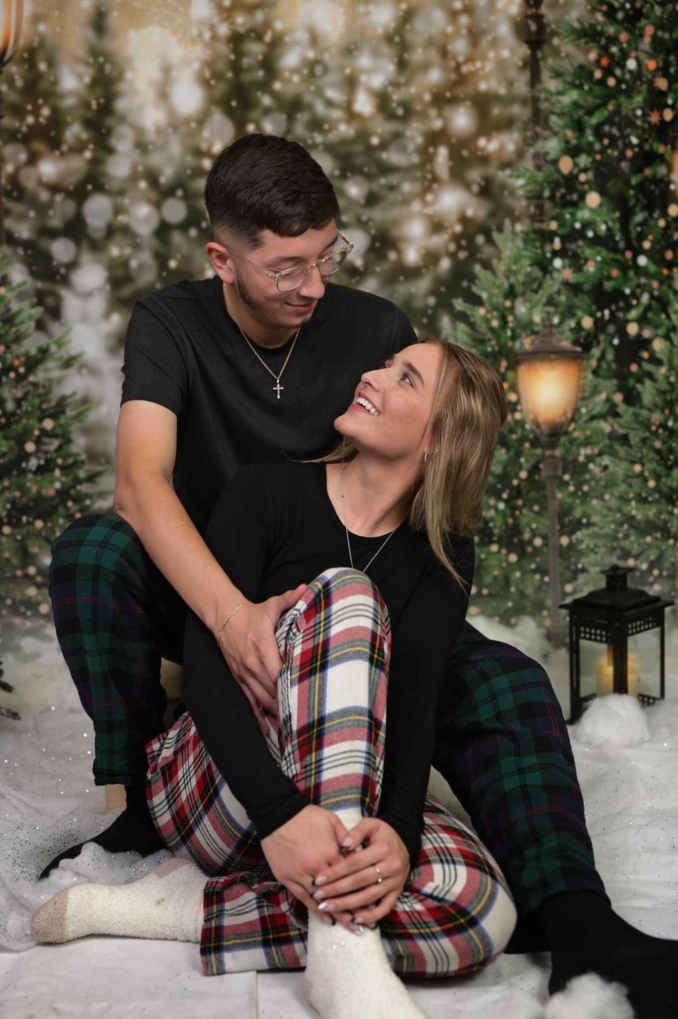 Kate Weihnachten Schneewald Lichter Hintergrund für Fotografie