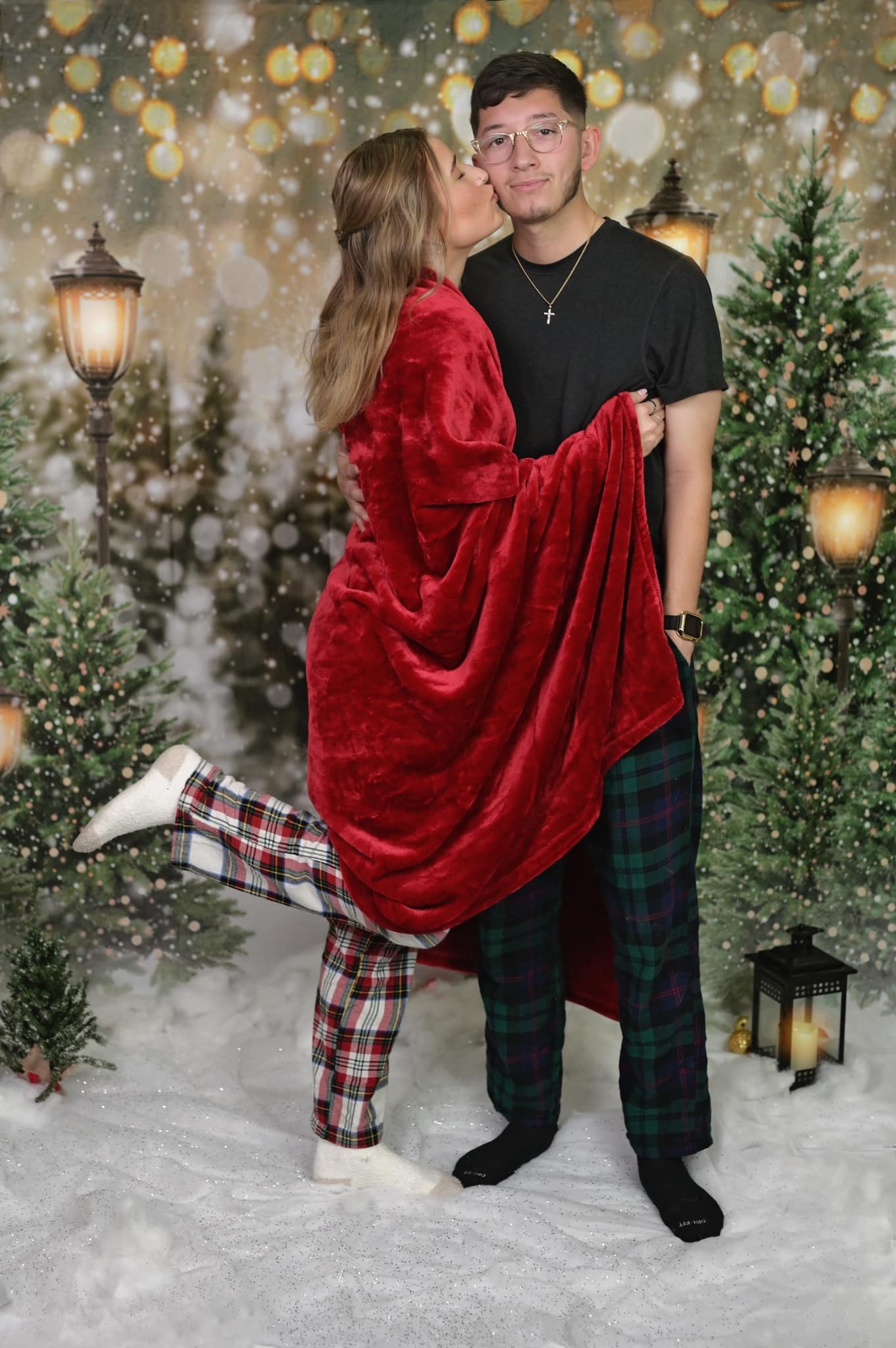 Kate Weihnachten Schneewald Lichter Hintergrund für Fotografie