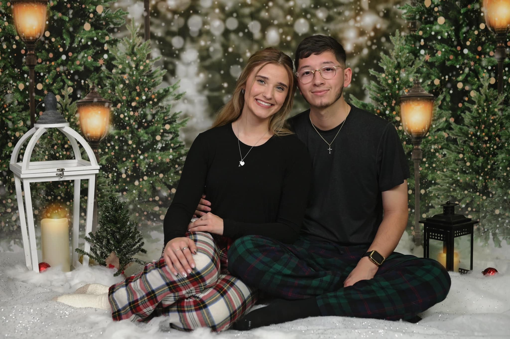 Kate Weihnachten Schneewald Lichter Hintergrund für Fotografie