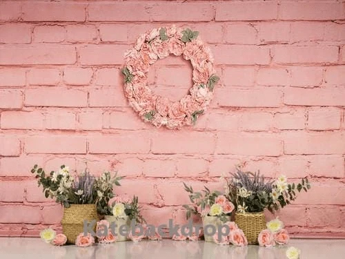 Kate Rosa Backsteinmauer Frühling  Blumen Kinder Hintergrund entworfen von Jia Chan Photography