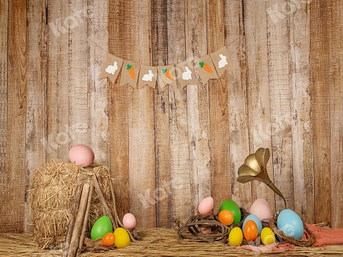 Kate Ostern Karotte  Kaninchen Ostereier Hintergrund für Fotografie - Kate Backdrop.de