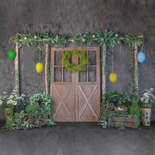 Kate Frühling Ostern Tür Blätter Hintergrund entworfen von Jia Chan Photography - Kate Backdrop.de