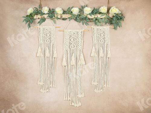 Katebackdrop：Kate Spring\Mother's Day Macrame Boho Floral Beige Backdrop Designed by Jia Chan Photography