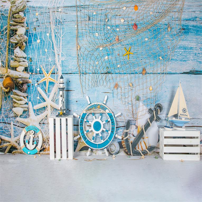 Kate blaues Holz Segelboot Sommer Hintergrund Entworfen von Jia Chan Photography