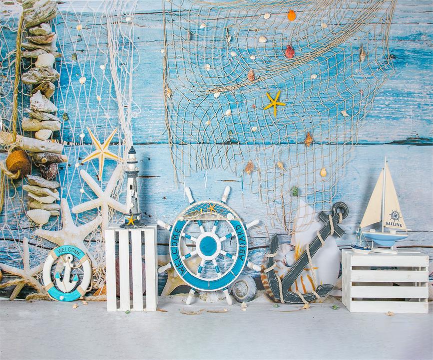 Kate blaues Holz Segelboot Sommer Hintergrund Entworfen von Jia Chan Photography