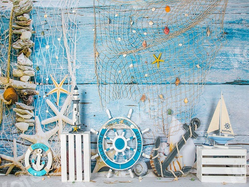 Kate blaues Holz Segelboot Sommer Hintergrund Entworfen von Jia Chan Photography - Kate Backdrop.de