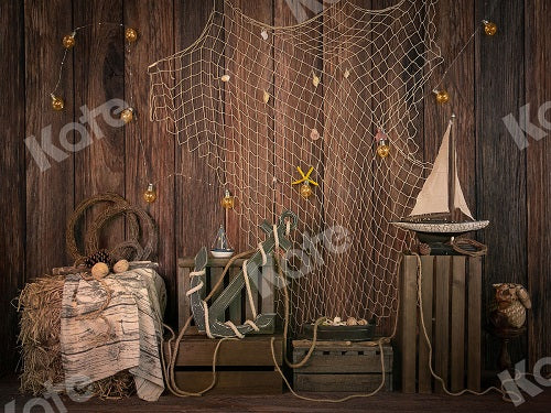 Kate braunes Holz Segelboot Anker Sommer Hintergrund Entworfen von Jia Chan Photography
