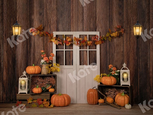 Kate Herbst / Thanksgiving Kürbisse mit Lichtern Hintergrund Entworfen von Jia Chan Photography - Kate Backdrop.de