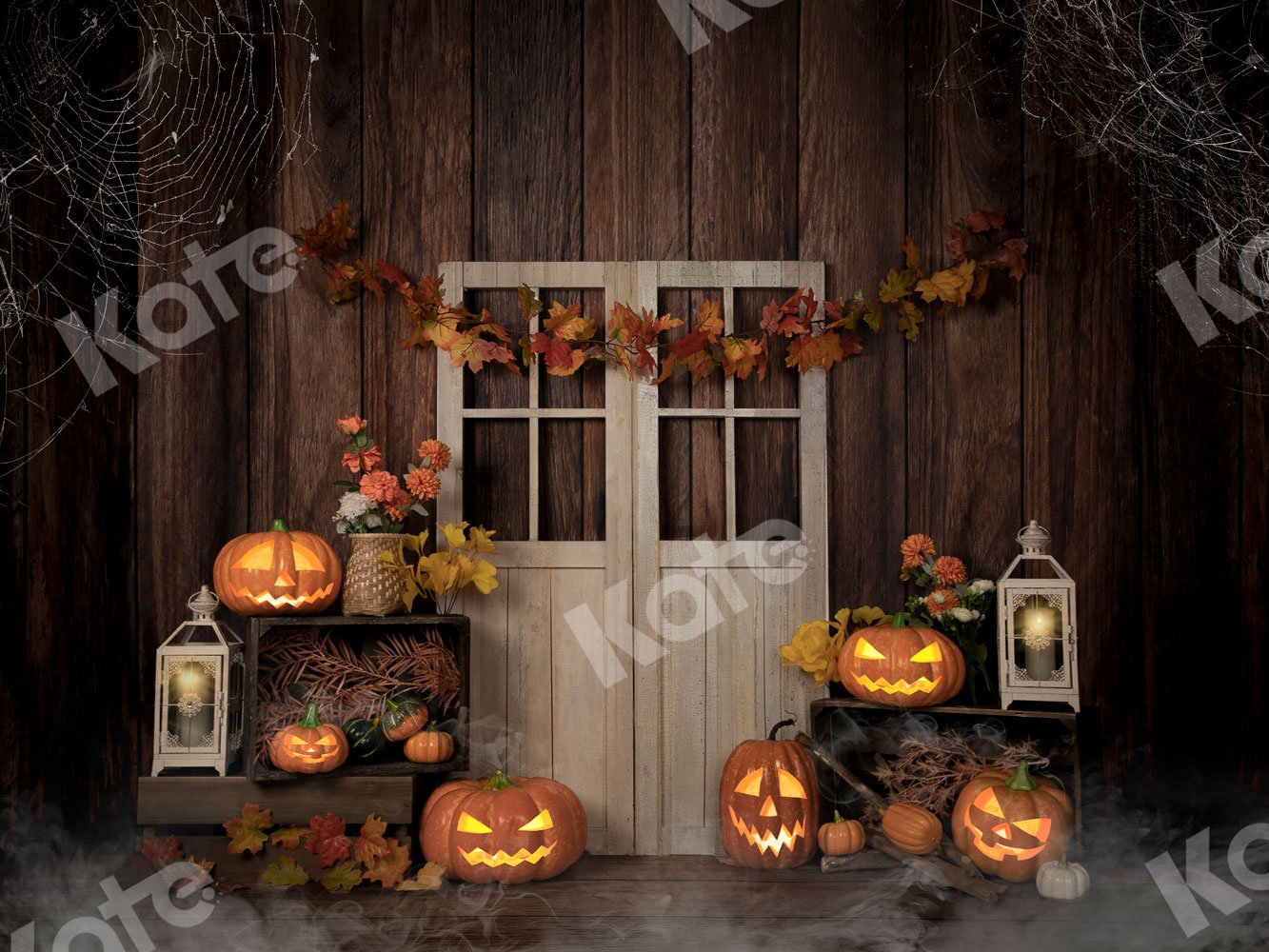 Kate Herbst / Halloween Kürbisse Lichter Hintergrund Entworfen von Jia Chan Fotografie