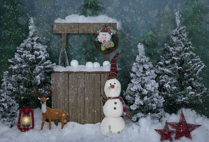 Kate Weihnachtshintergrund Schneemann im Freien Entworfen von Jia Chan Photography - Kate Backdrop.de