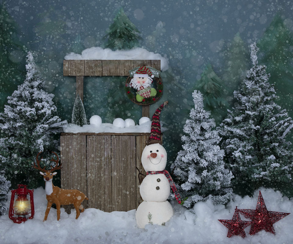Kate Weihnachtshintergrund Schneemann im Freien Entworfen von Jia Chan Photography