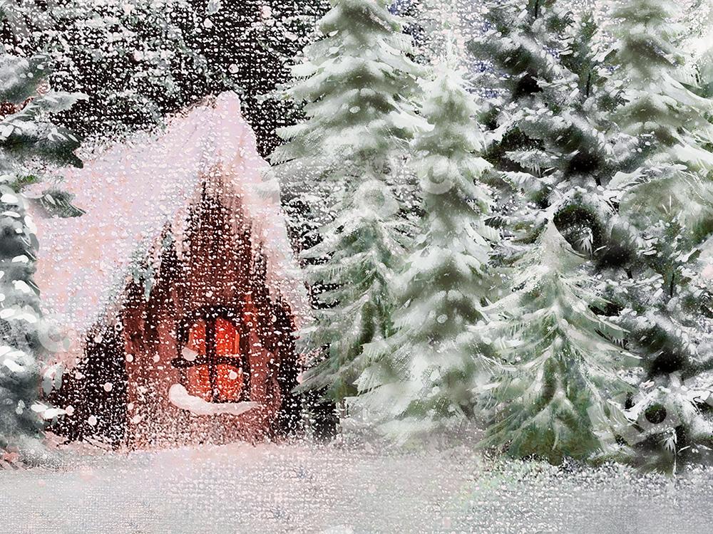 Kate Weihnachten Hintergrund Schneewald  Holz Haus von  Chain