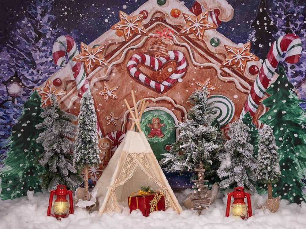 Kate Weihnachten Lebkuchenhaus Zelt Hintergrund von Emetselch entworfen