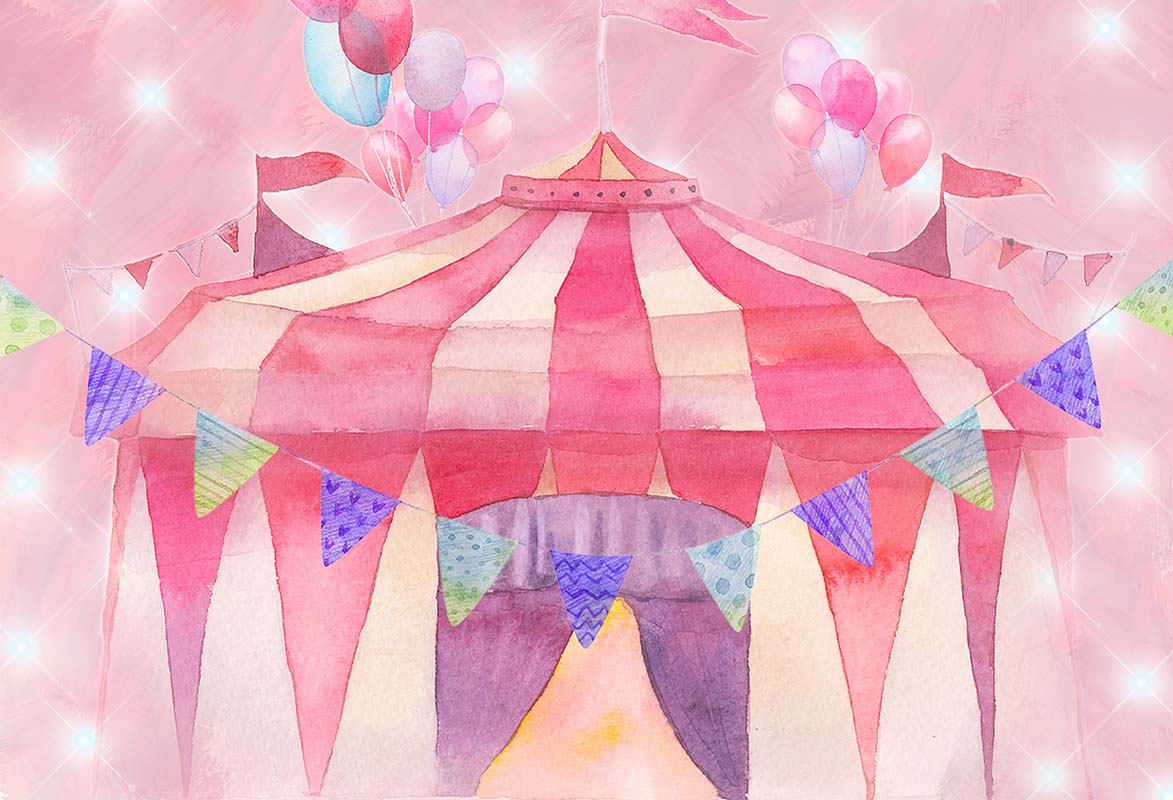 Kate Cake Smash Geburtstag rosa Zirkus Hintergrund Entworfen von GQ