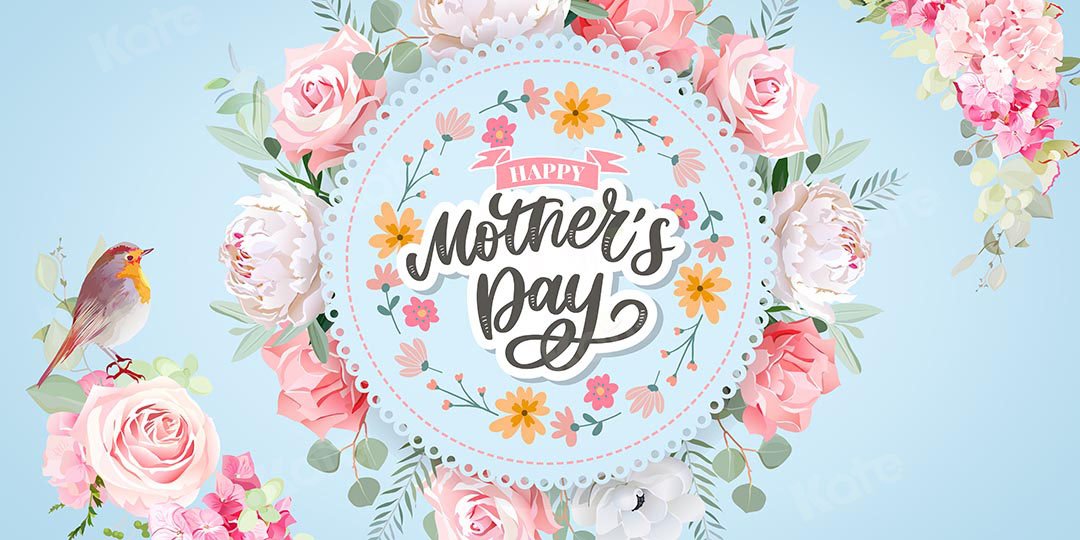 Kate Muttertag Blumen blauer Hintergrund Entworfen von GQ