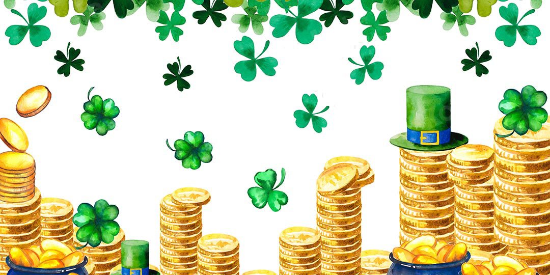 Kate St. Patrick's Day Shamrocks Goldmünzen-Hintergrund Entworfen von Chain Photography