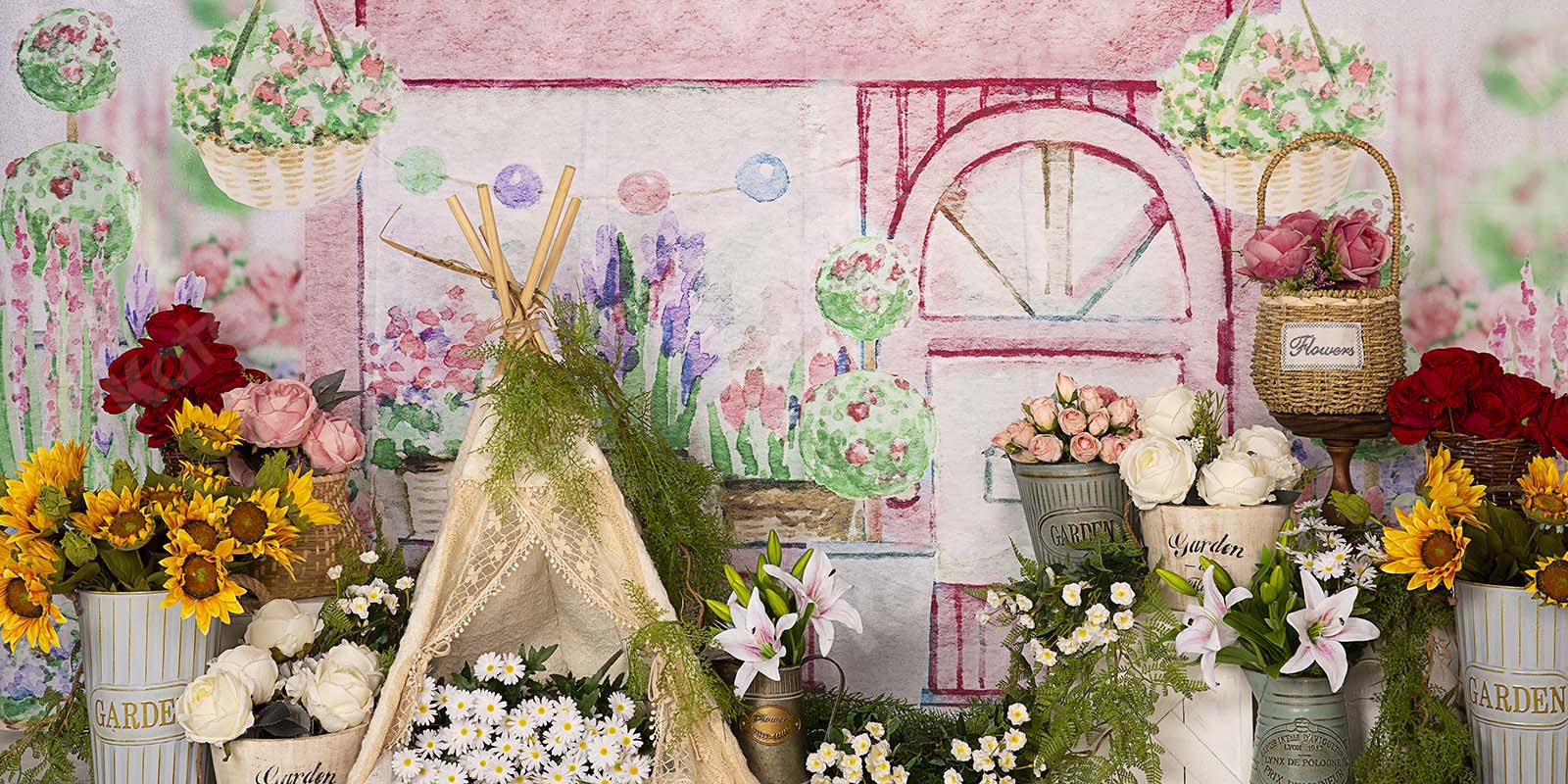 Kate Frühling Blumengeschäft Blumen Zelt Hintergrund von Emetselch - Kate Backdrop.de