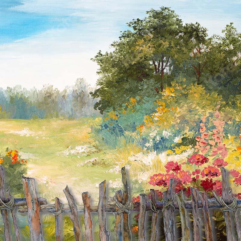 Kate Fine Art Zaun Frühling Landschaft Hintergrund  von GQ